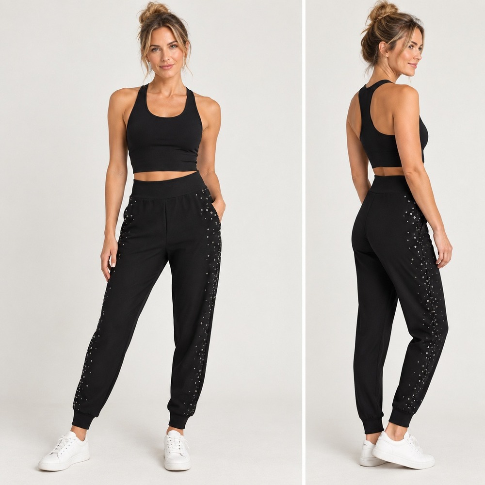 Ultracor Party Glitz Beta Silk-Bonded Jogger Black Womens Size XS